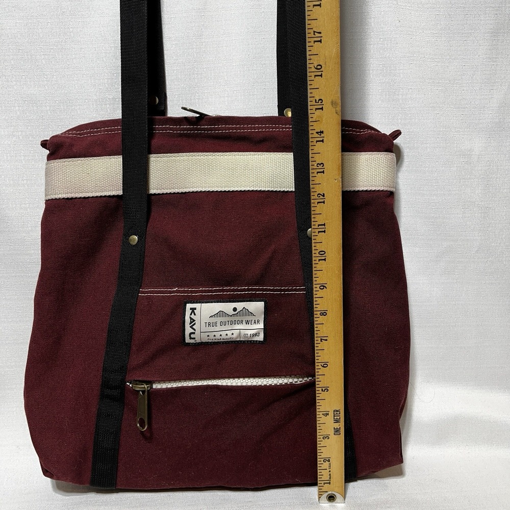 Kavu True Outdoor Wear Canvas Tote Shoulder Bag With Backpack Straps Burgundy - Picture 4 of 16